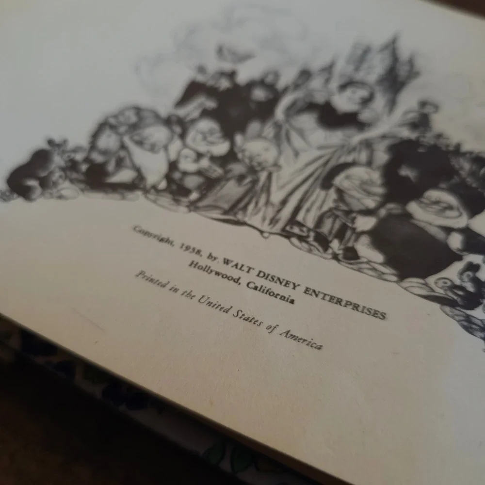Vintage 1938 Walt Disney Snow White and the Seven Dwarfs Hardcover Book Rare